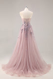 Maxi Sparkly Navy Corset Sweetheart Prom Dress with Appliques