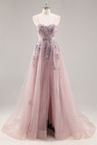 Maxi Sparkly Navy Corset Sweetheart Prom Dress with Appliques