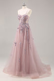 Maxi Sparkly Navy Corset Sweetheart Prom Dress with Appliques