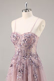 Maxi Sparkly Navy Corset Sweetheart Prom Dress with Appliques