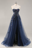 Sparkly Grey Pink Corset Sweetheart A Line Maxi Prom Dress with Appliques