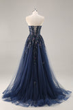 Sparkly Grey Pink Corset Sweetheart A Line Maxi Prom Dress with Appliques