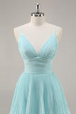 Chiffon A Line Green Tiered Maxi Pleated Prom Dress