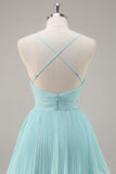 Chiffon A Line Green Tiered Maxi Pleated Prom Dress