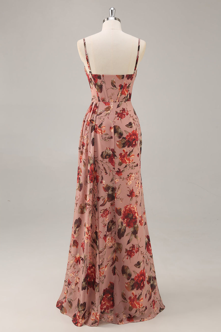 vintage floral bridesmaid dresses uk Wedtrend Women Dusty Sage Floor Length Bridesmaid Dress with Slit A-Line Square Neck Print Floral Wedding Guest Dress Wedtrend UK