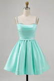 Sparkly Fuchsia Ruched Satin Short Prom Dress with Beading