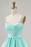 Sparkly Fuchsia Ruched Satin Short Prom Dress with Beading