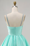 Sparkly Fuchsia Ruched Satin Short Prom Dress with Beading