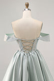 Sparkly Light Green Satin Beaded Short Corset Prom Dress