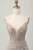 Sparkly Sequins Bodycon Sliver Strapless Short Corset Prom Dress