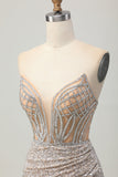 Sparkly Sequins Bodycon Sliver Strapless Short Corset Prom Dress