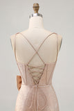 Champagne Tight Short Corset Jacquard Prom Dress with Bow