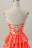 Sparkly Orange Tiered Beaded Cut Out A Line Short Cocktail Dress