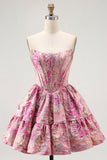 Blush A Line Fluffy Corset Short Cocktail Dress