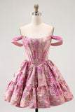 Blush A Line Fluffy Corset Short Cocktail Dress