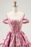 Blush A Line Fluffy Corset Short Cocktail Dress