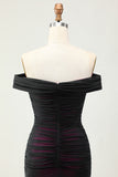 Black Pink Mermaid Long Ruched Bridesmaid Dress