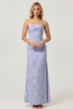 Sage Green Sheath Floral Maxi Wedding Guest Dress with Slit