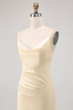 Daffodil Ruched Mermaid Long Wedding Guest Dress with Slit