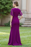 Black Sheath Ruched Round Neck Maxi Mother of the Bride Dress with Drape