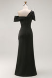 Black Sheath One Shoulder Maxi Mother of the Bride Dress with Sequins
