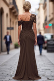 Maxi Black Sheath One Shoulder Ruched Mother of the Bride Dress with Appliques