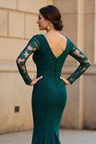 Maxi Black V-Neck Ruffled Mermaid Mother of the Bride Dress with Lace