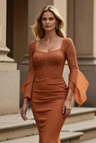 Sunset Square Neck Mermaid Maxi Mother of the Bride Dress with Lace