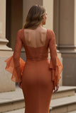 Sunset Square Neck Mermaid Maxi Mother of the Bride Dress with Lace