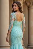 Light Green Corset Mermaid Maxi Prom Dress with Lace