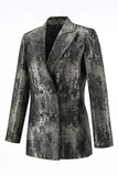Black and Gold Peak Lapel 2 Piece Women Prom Suits
