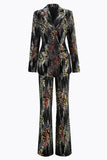 Sparkly Black 2 Piece Peak Lapel Sequin Women Prom Suits