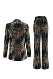 Sparkly Black 2 Piece Peak Lapel Sequin Women Prom Suits