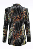 Sparkly Black 2 Piece Peak Lapel Sequin Women Prom Suits