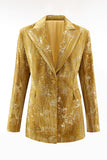 Yellow Peak Lapel 2 Piece Floral Women Prom Suits with Sleeves
