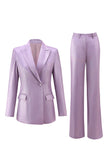 Wisteria Satin 2 Piece Peak Lapel Women Prom Suits