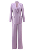 Wisteria Satin 2 Piece Peak Lapel Women Prom Suits