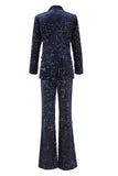 Sparkly Navy 2 Piece Double Breasted Sequin Women Prom Suits