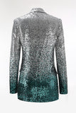 Sparkly Silver and Peacock Sequin 2 Piece Women Prom Suits