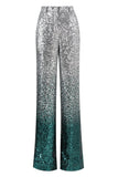 Sparkly Silver and Peacock Sequin 2 Piece Women Prom Suits