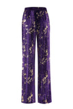 Purple 2 Piece Floral Notched Lapel Women Prom Suits with Sleeves