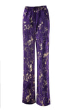Purple 2 Piece Floral Notched Lapel Women Prom Suits with Sleeves