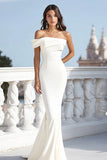 Mermaid Ivory One Shoulder Ruched Maxi Rehearsal Dinner Dress