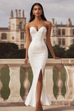 Maxi Ivory Sweetheart Mermaid Rehearsal Dinner Dress with Slit