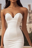 Maxi Ivory Sweetheart Mermaid Rehearsal Dinner Dress with Slit