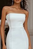 Mermaid Ivory Strapless High-Low Rehearsal Dinner Dress with Ruffles