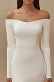 Satin Ivory Off the Shoulder Mermaid Maxi Wedding Reception Dress with Slit