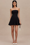 A Line Strapless Mini Simple Little Black Dress