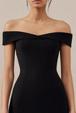 Simple Mini Black Bodycon Off the Shoulder Cocktail Dress