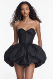 Simple Corset Sweetheart Satin A Line Little Black Dress